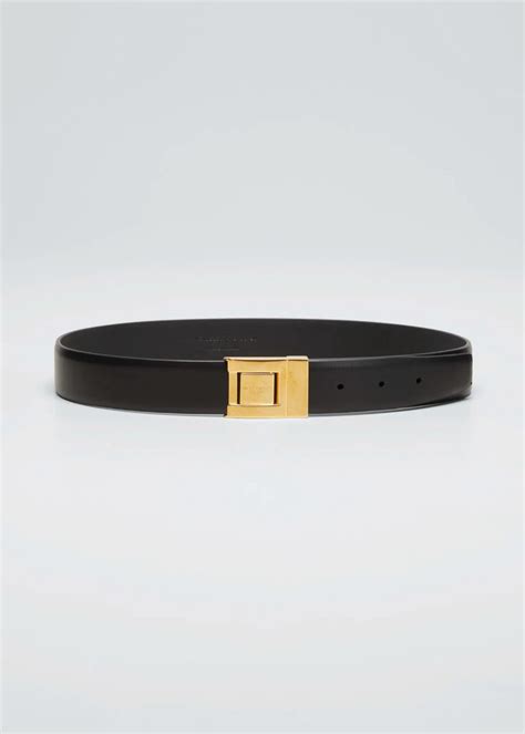 Saint Laurent YSL Buckle Leather Belt .